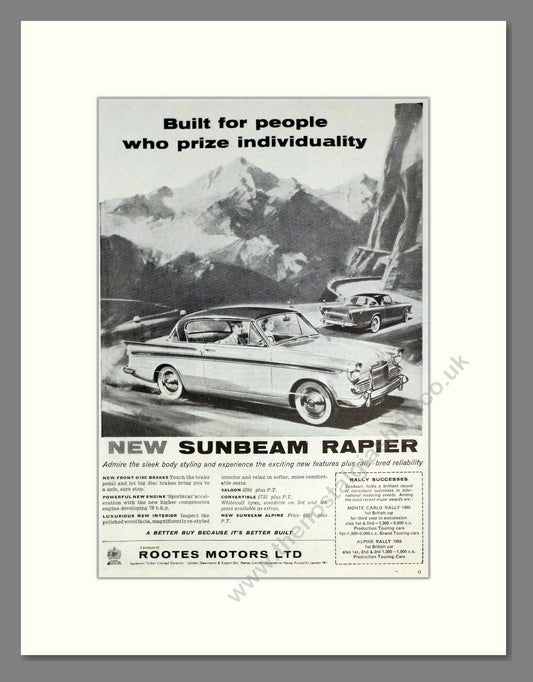 Sunbeam - Rapier. Vintage Advert 1960 (ref AD61866)