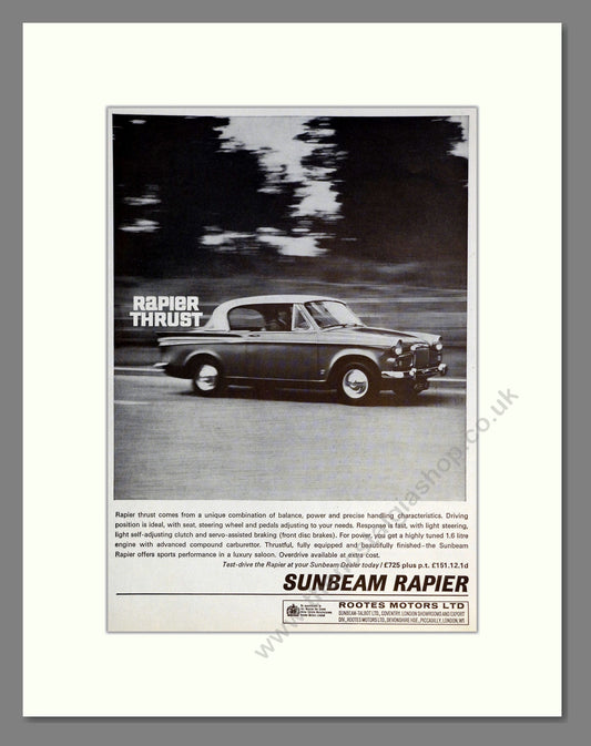 Sunbeam - Rapier. Vintage Advert 1964 (ref AD61870)