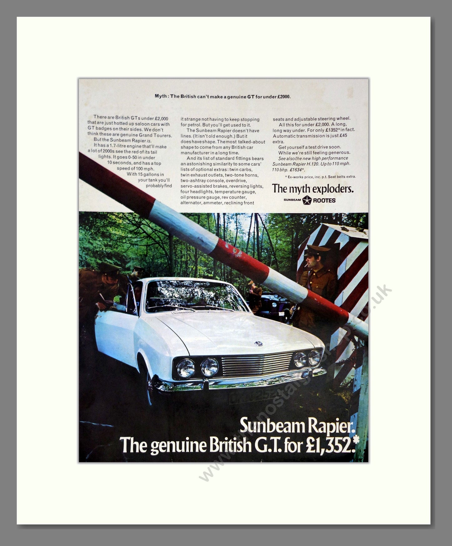 Sunbeam - Rapier. Vintage Advert 1969 (ref AD61875)