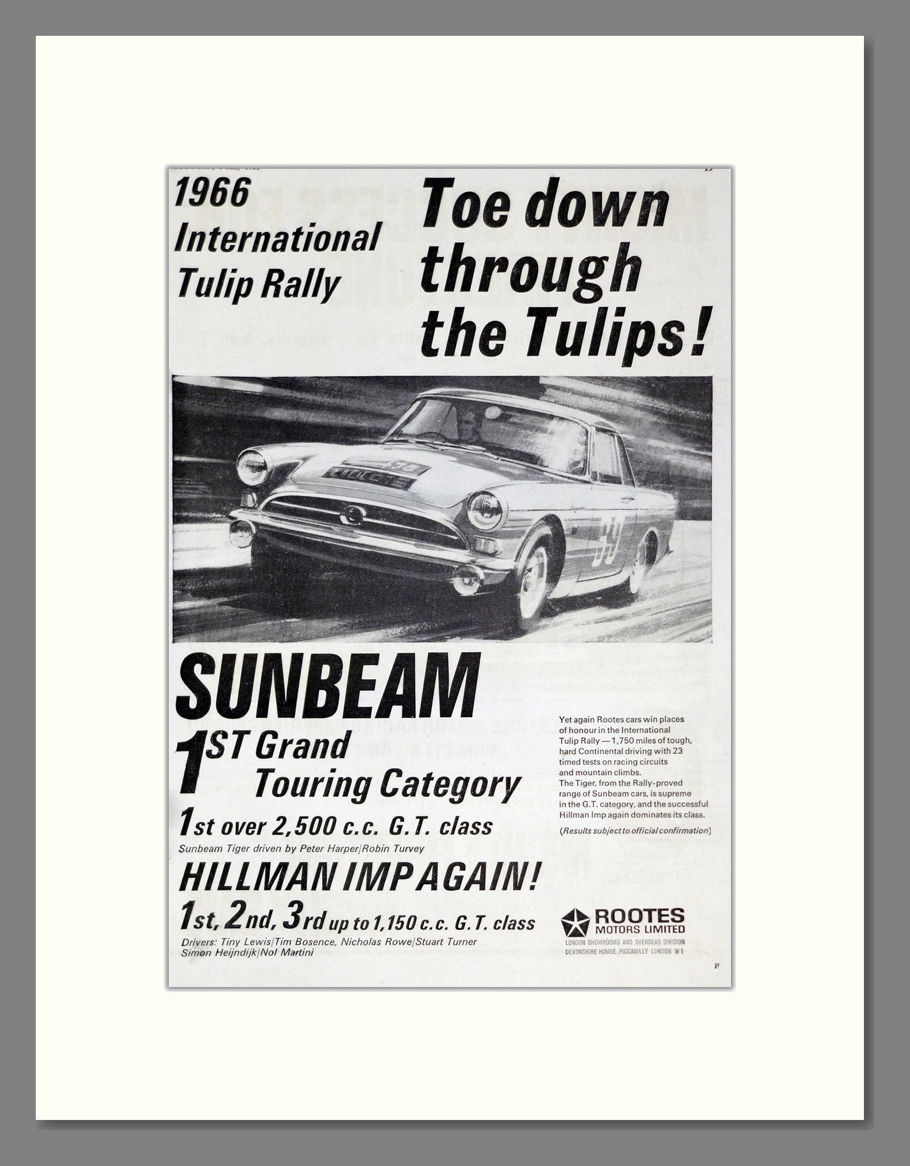 Sunbeam - Imp. Vintage Advert 1966 (ref AD61880)
