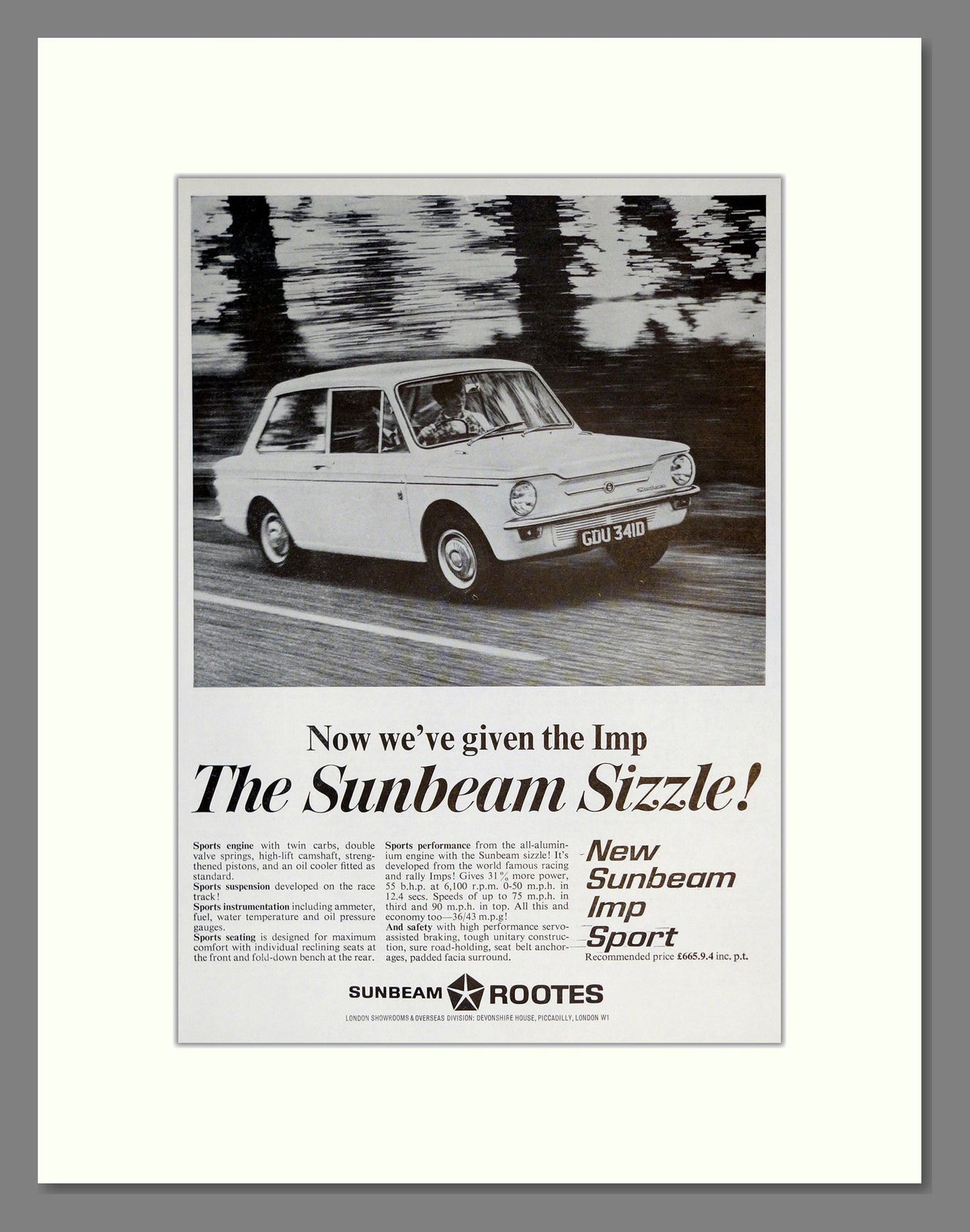 Sunbeam - Imp. Vintage Advert 1966 (ref AD61881)