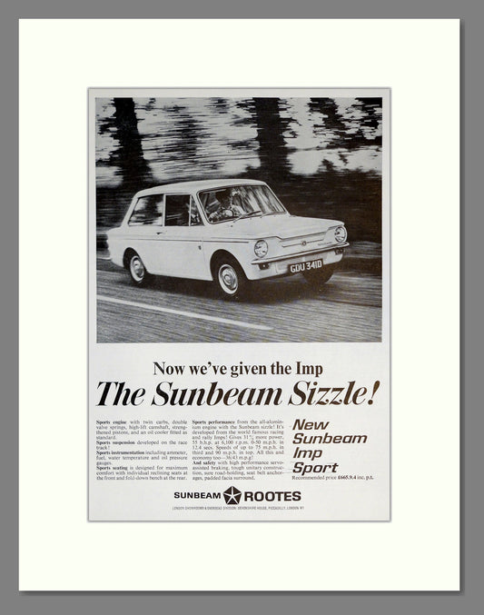 Sunbeam - Imp. Vintage Advert 1966 (ref AD61881)