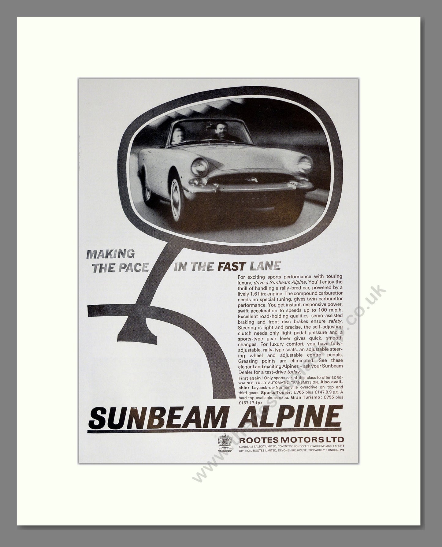 Sunbeam - Alpine. Vintage Advert 1964 (ref AD61886)
