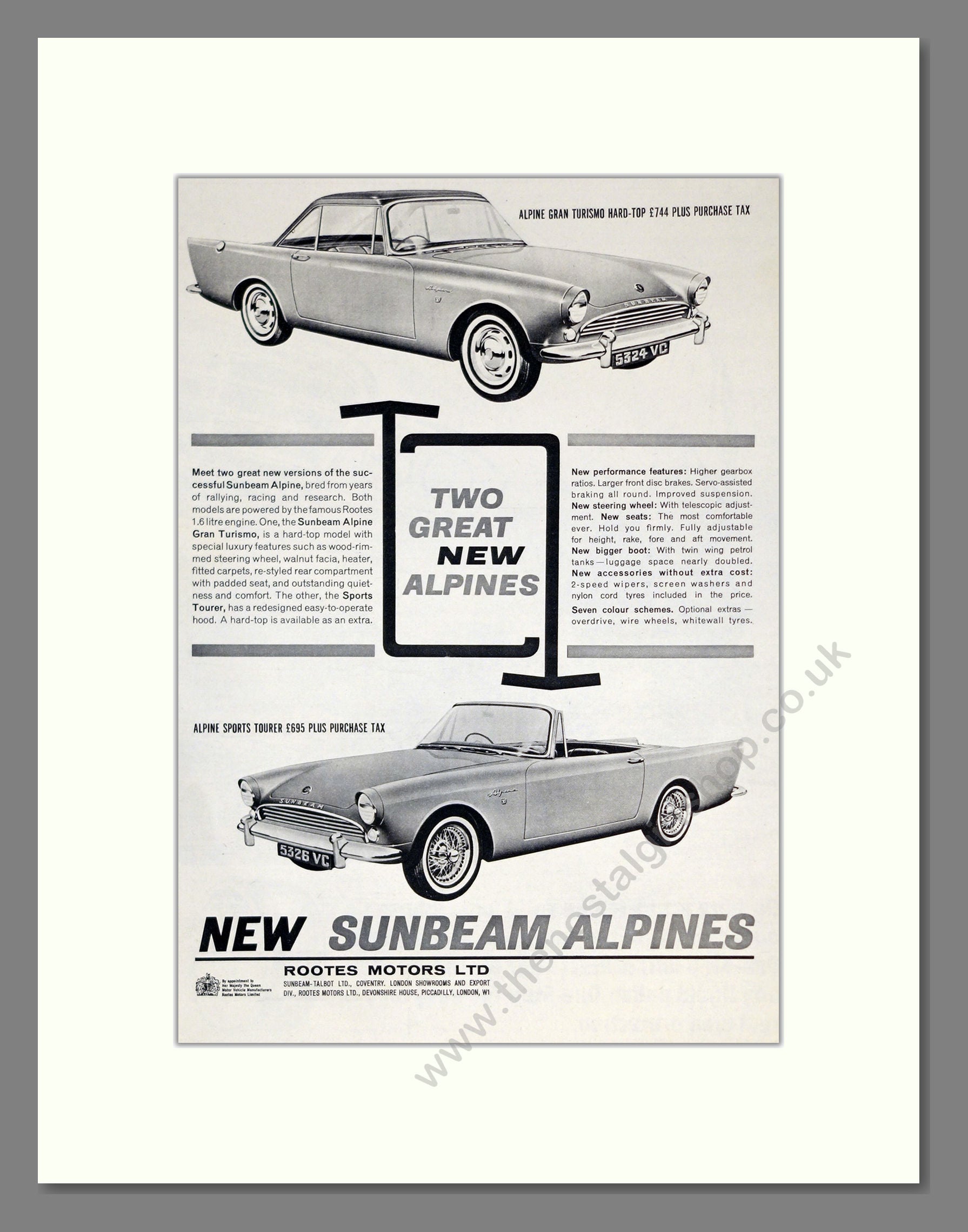 Sunbeam - Alpine. Vintage Advert 1963 (ref AD61887)