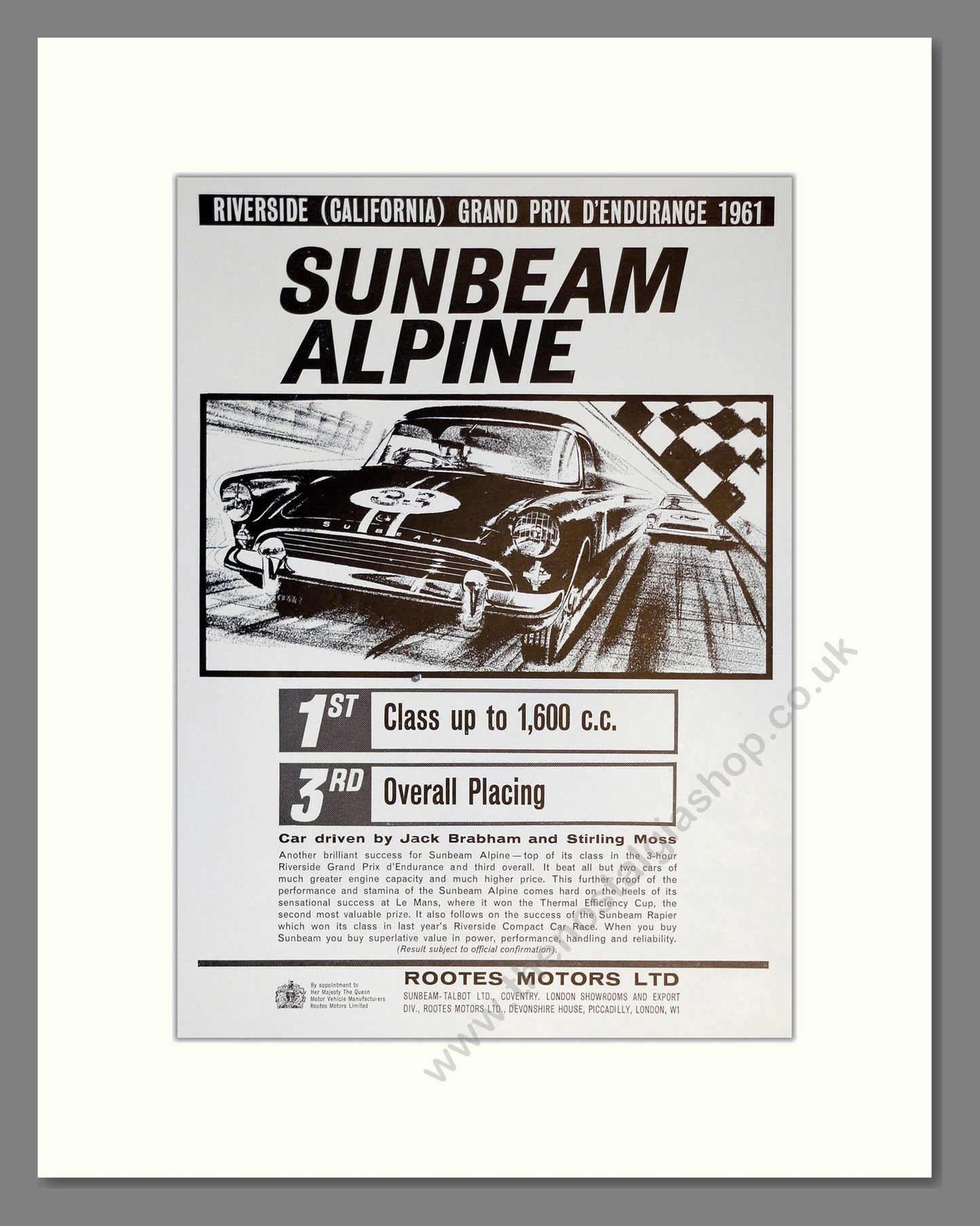 Sunbeam - Alpine. Vintage Advert 1961 (ref AD61888)