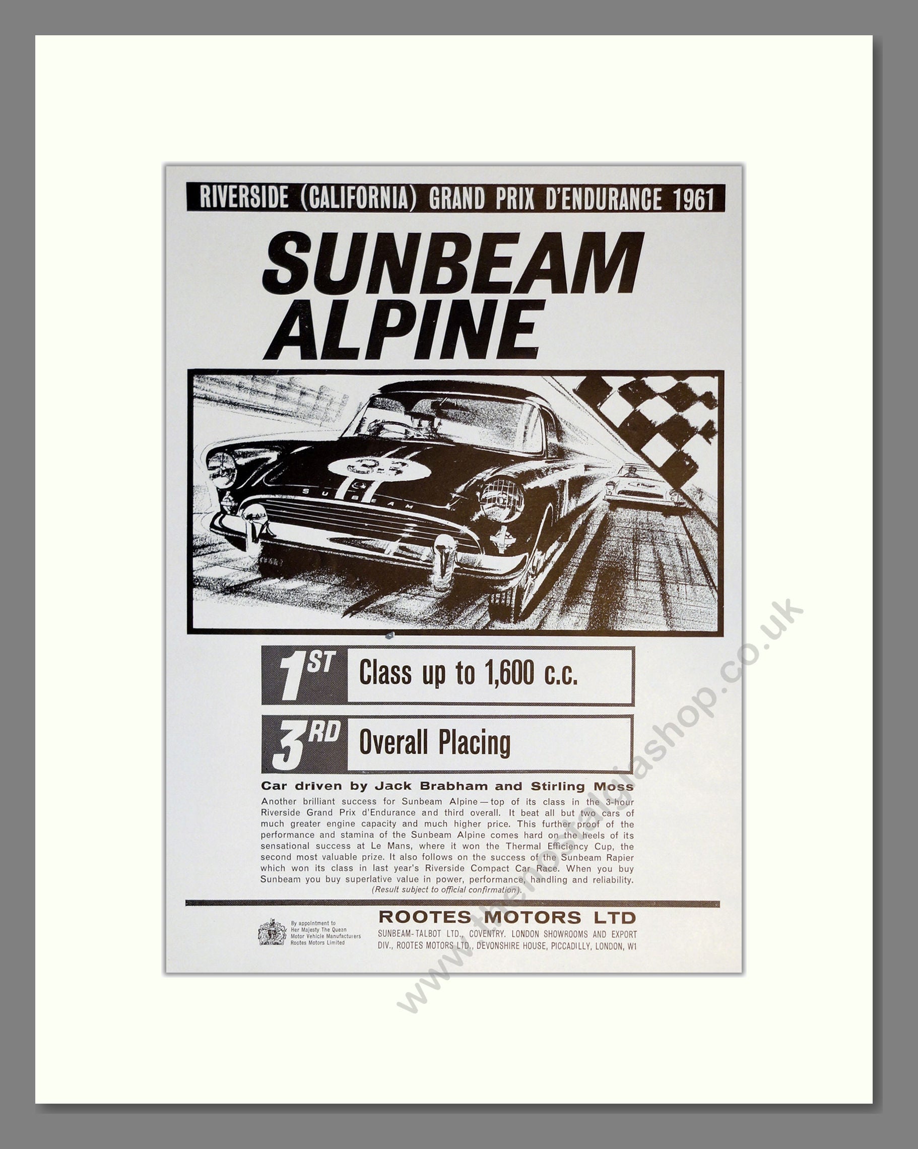 Sunbeam - Alpine. Vintage Advert 1961 (ref AD61888)