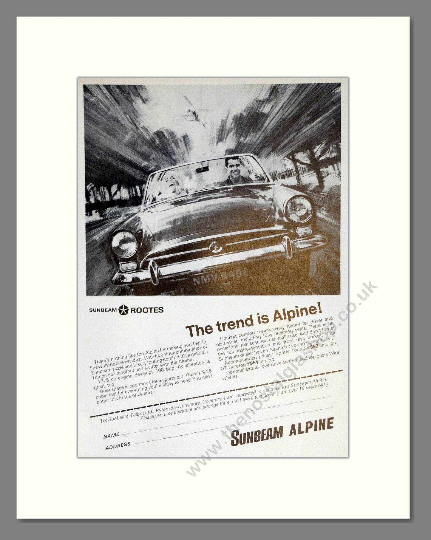 Sunbeam - Alpine. Vintage Advert 1967 (ref AD61889)
