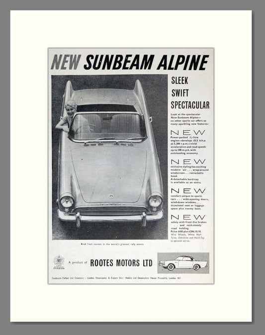 Sunbeam - Alpine. Vintage Advert 1959 (ref AD61891)