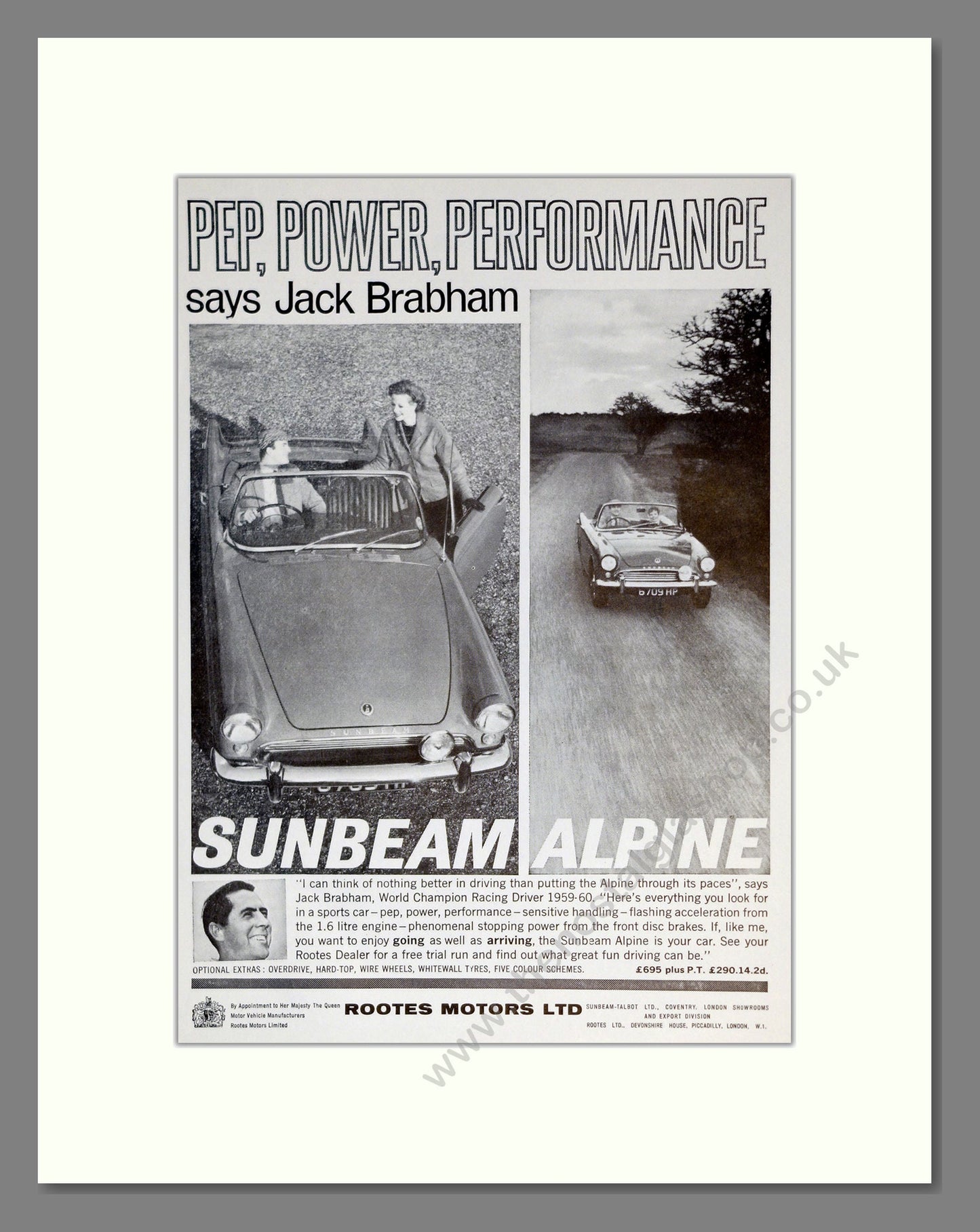Sunbeam - Alpine. Vintage Advert 1961 (ref AD61892)