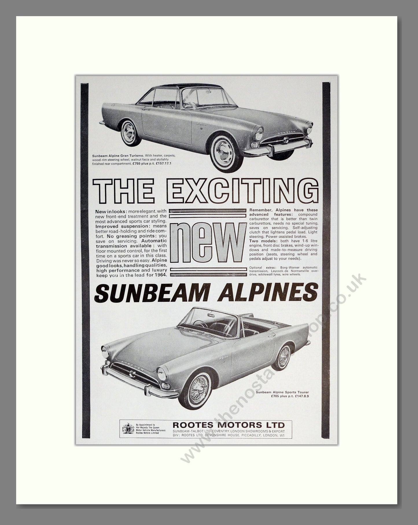 Sunbeam - Alpine. Vintage Advert 1964 (ref AD61893)