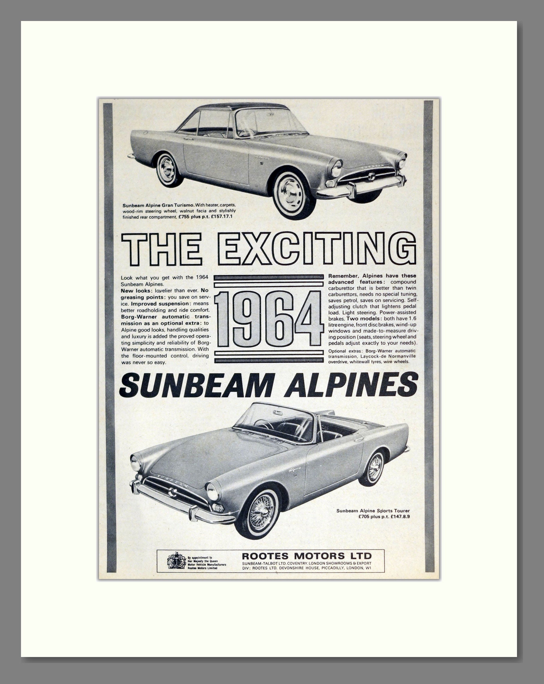 Sunbeam - Alpine. Vintage Advert 1964 (ref AD61894)