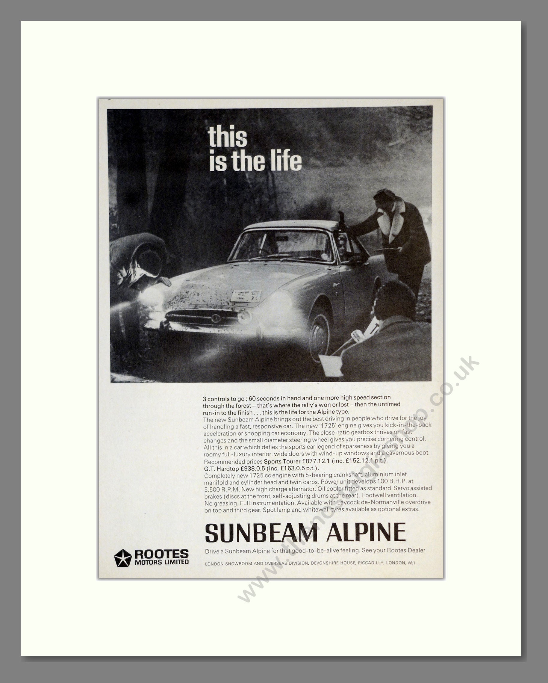 Sunbeam - Alpine. Vintage Advert 1966 (ref AD61898)