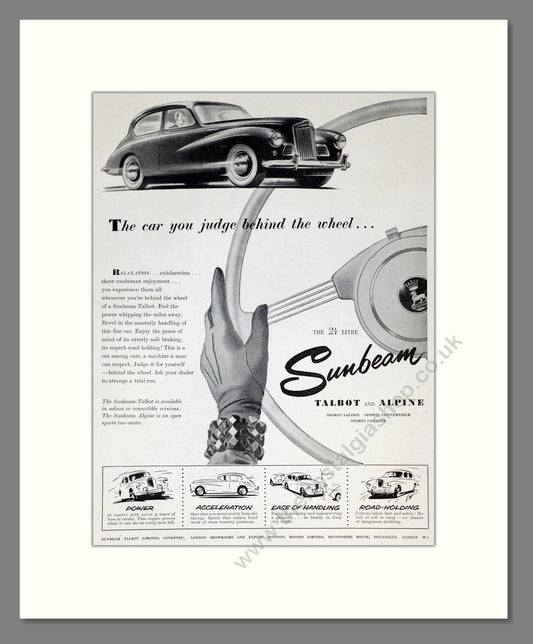 Sunbeam - Talbot And Alpine. Vintage Advert 1954 (ref AD61903)