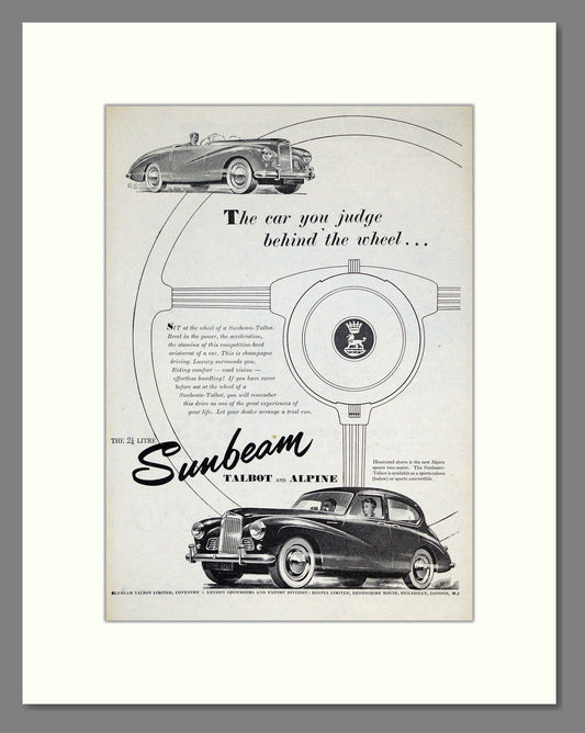 Sunbeam - Talbot And Alpine. Vintage Advert 1954 (ref AD61905)