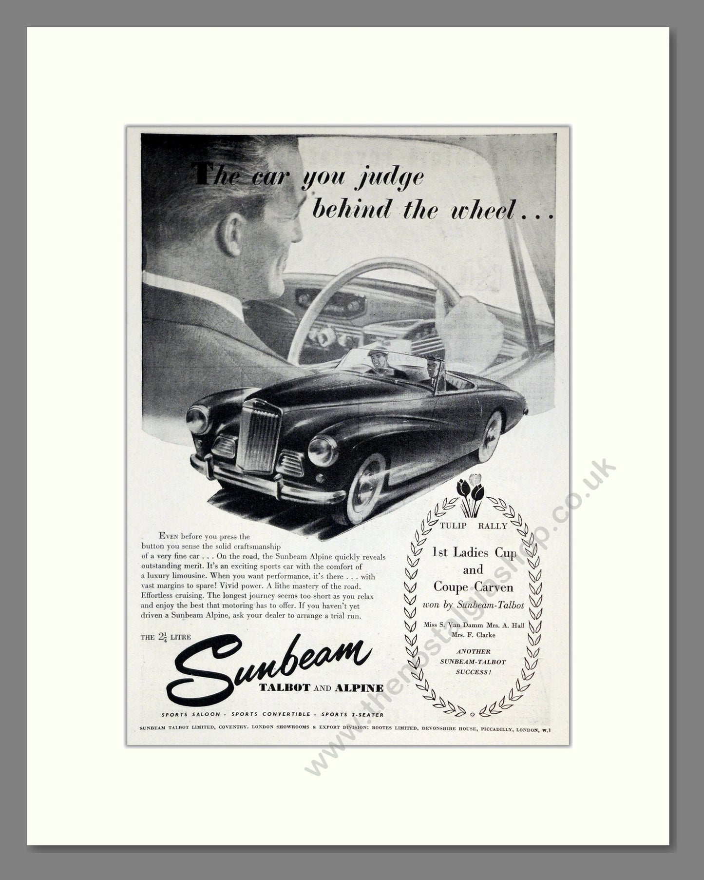Sunbeam - Talbot And Alpine. Vintage Advert 1954 (ref AD61910)
