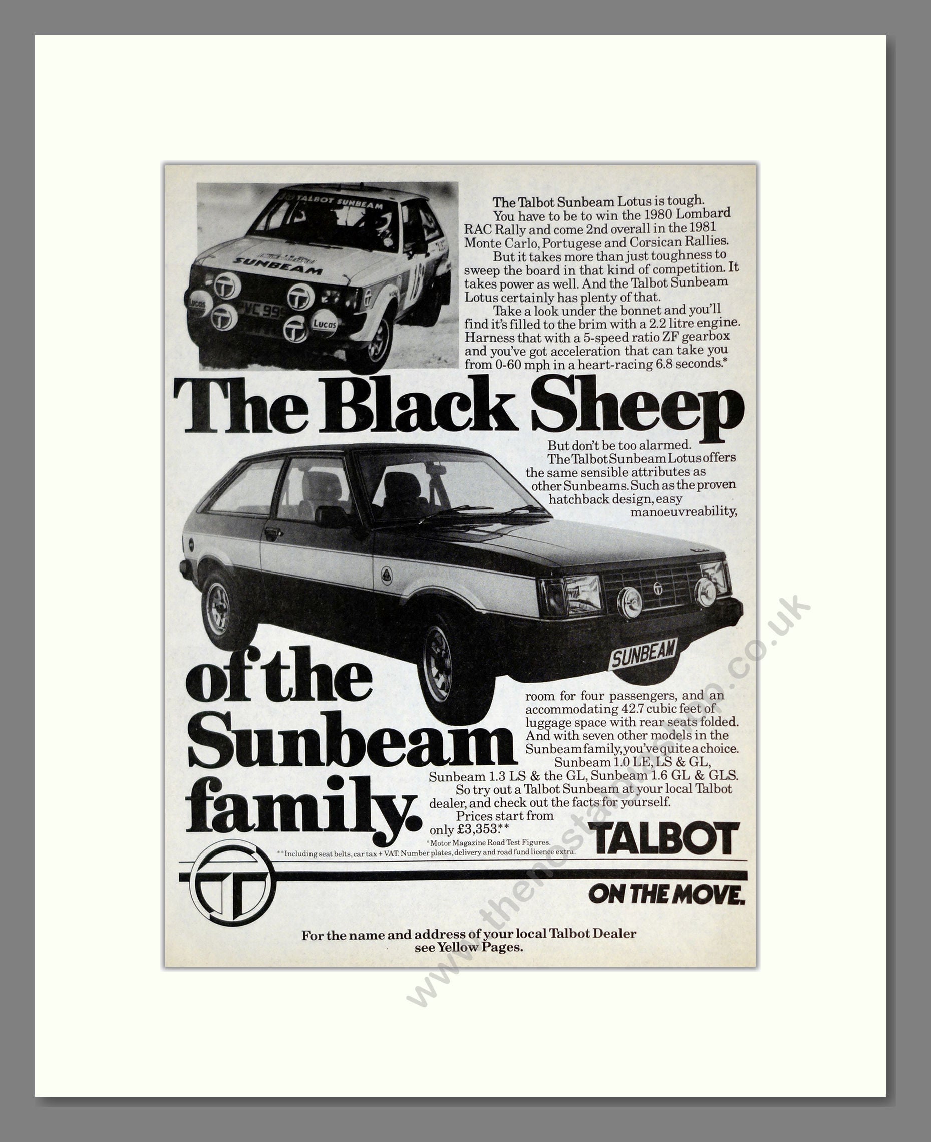 Sunbeam - Talbot. Vintage Advert 1981 (ref AD61912)