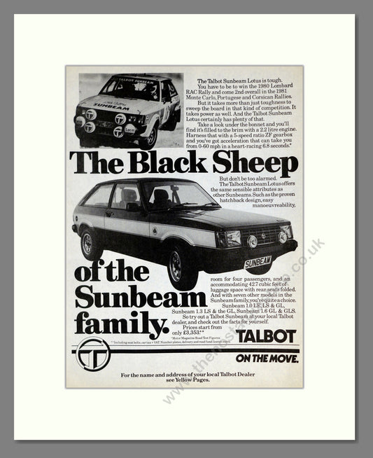 Sunbeam - Talbot. Vintage Advert 1981 (ref AD61912)