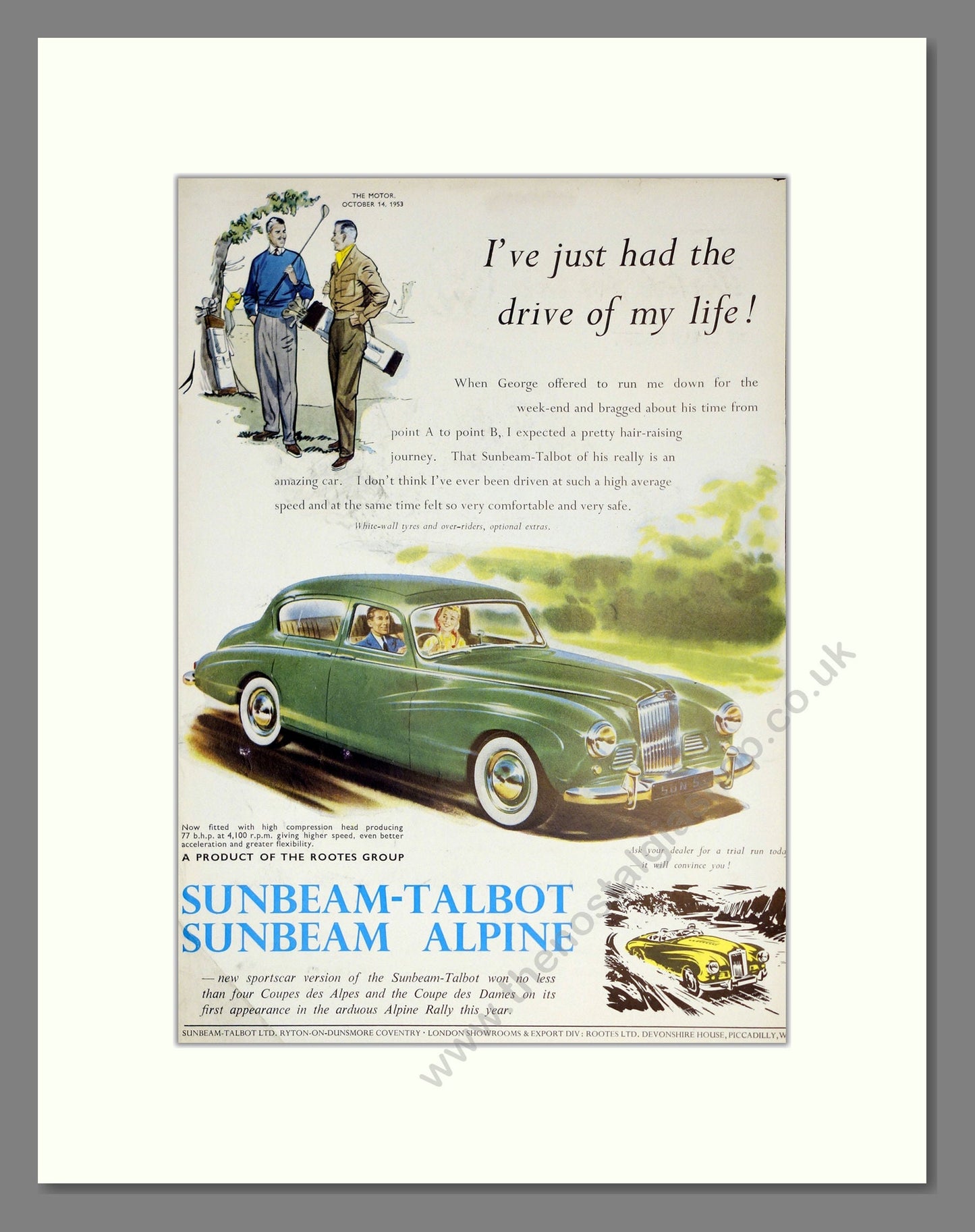 Sunbeam - Talbot And Alpine. Vintage Advert 1953 (ref AD61913)