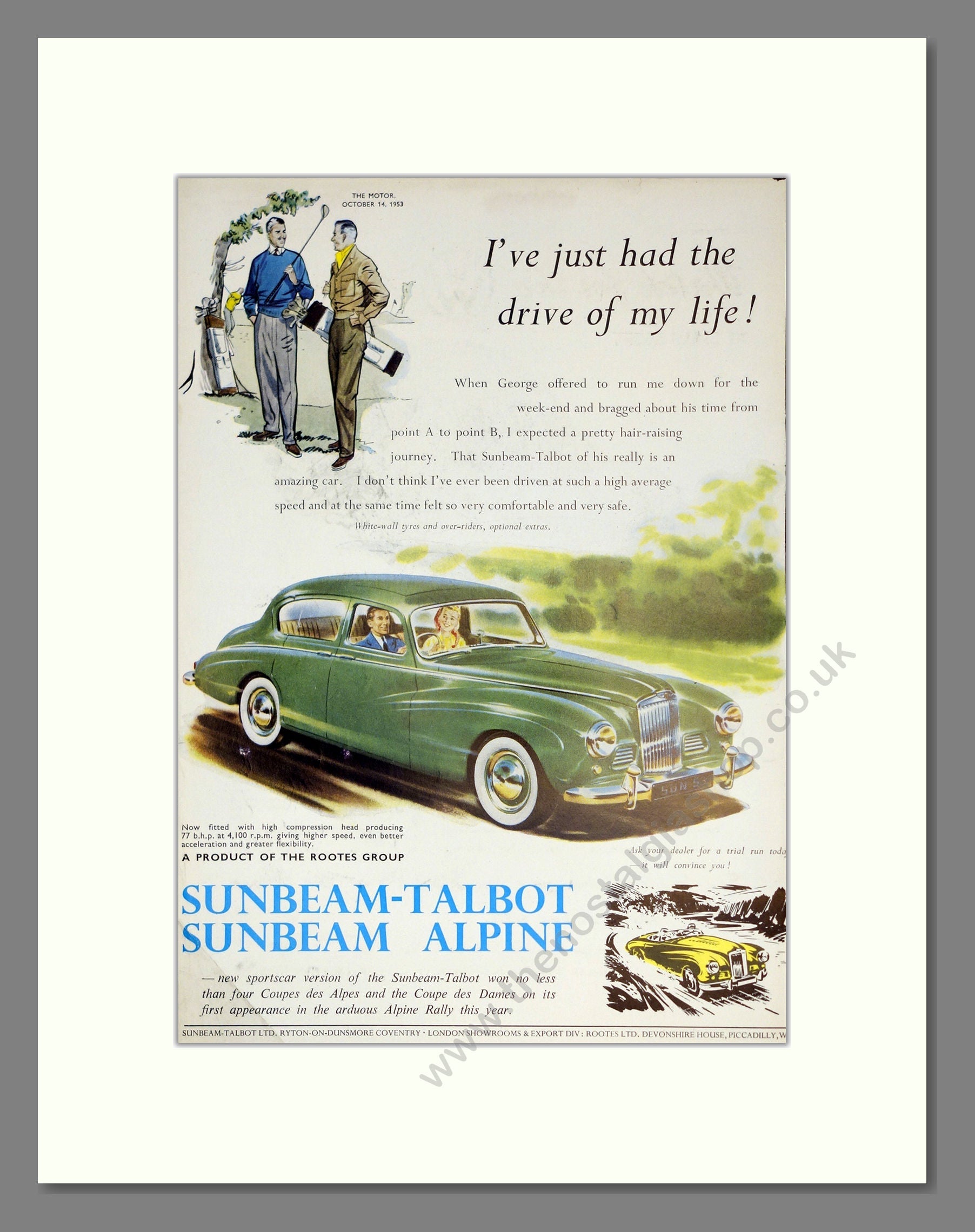 Sunbeam - Talbot And Alpine. Vintage Advert 1953 (ref AD61913)