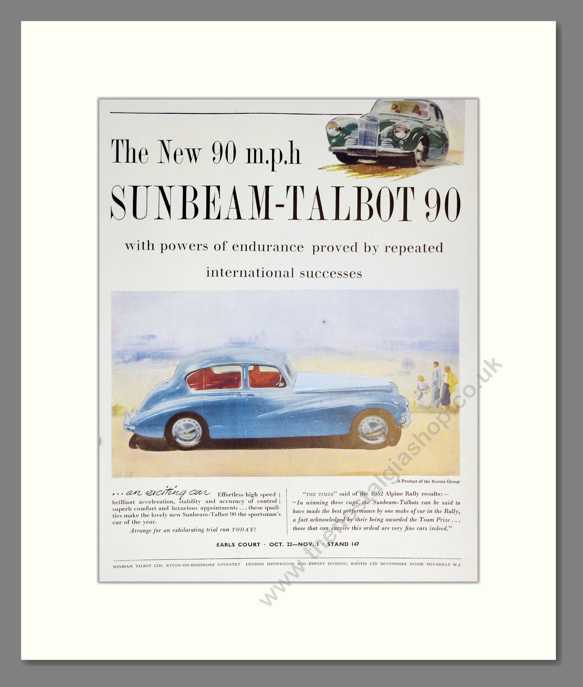 Sunbeam - Talbot. Vintage Advert 1952 (ref AD61914) – The Nostalgia Shop