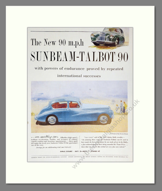 Sunbeam - Talbot. Vintage Advert 1952 (ref AD61914)