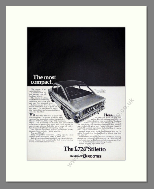 Sunbeam - Stiletto. Vintage Advert 1968 (ref AD61916)