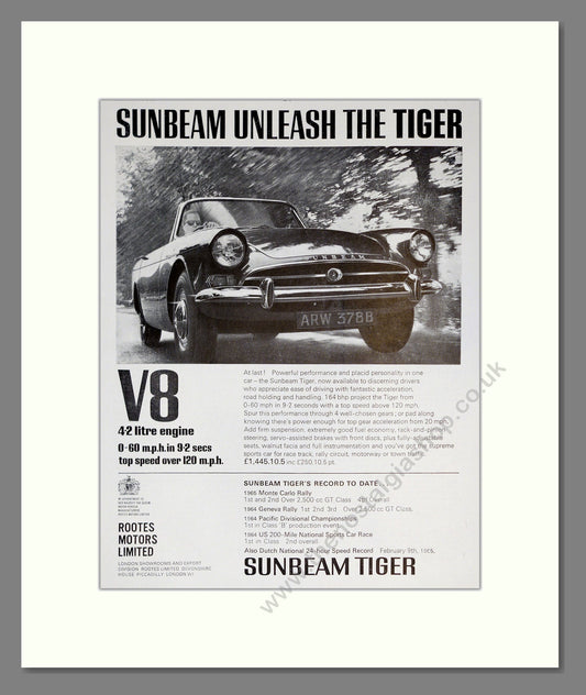 Sunbeam - Tiger. Vintage Advert 1965 (ref AD61921)