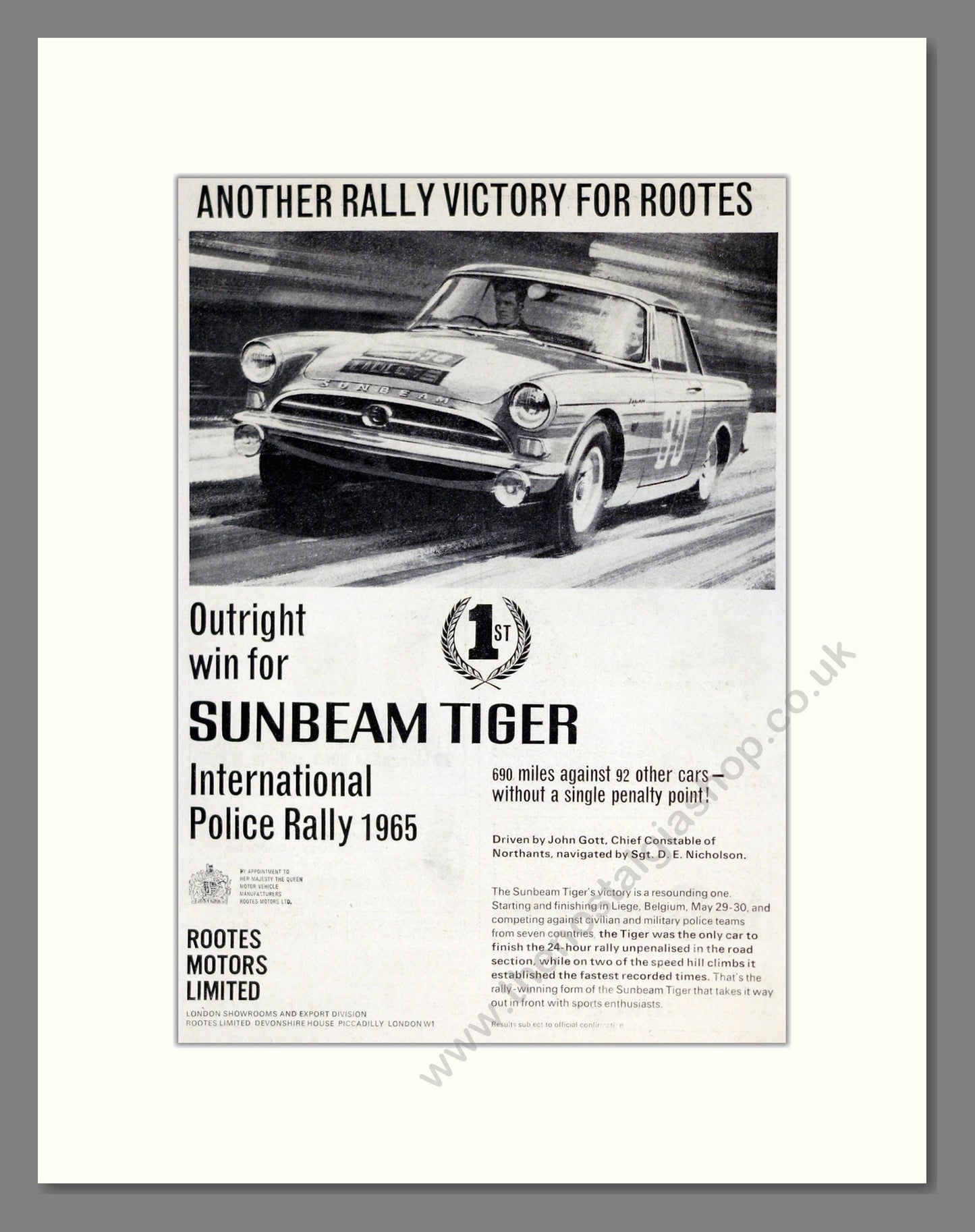 Sunbeam - Tiger. Vintage Advert 1965 (ref AD61922)