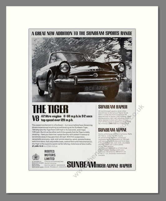 Sunbeam - Tiger. Vintage Advert 1965 (ref AD61926)
