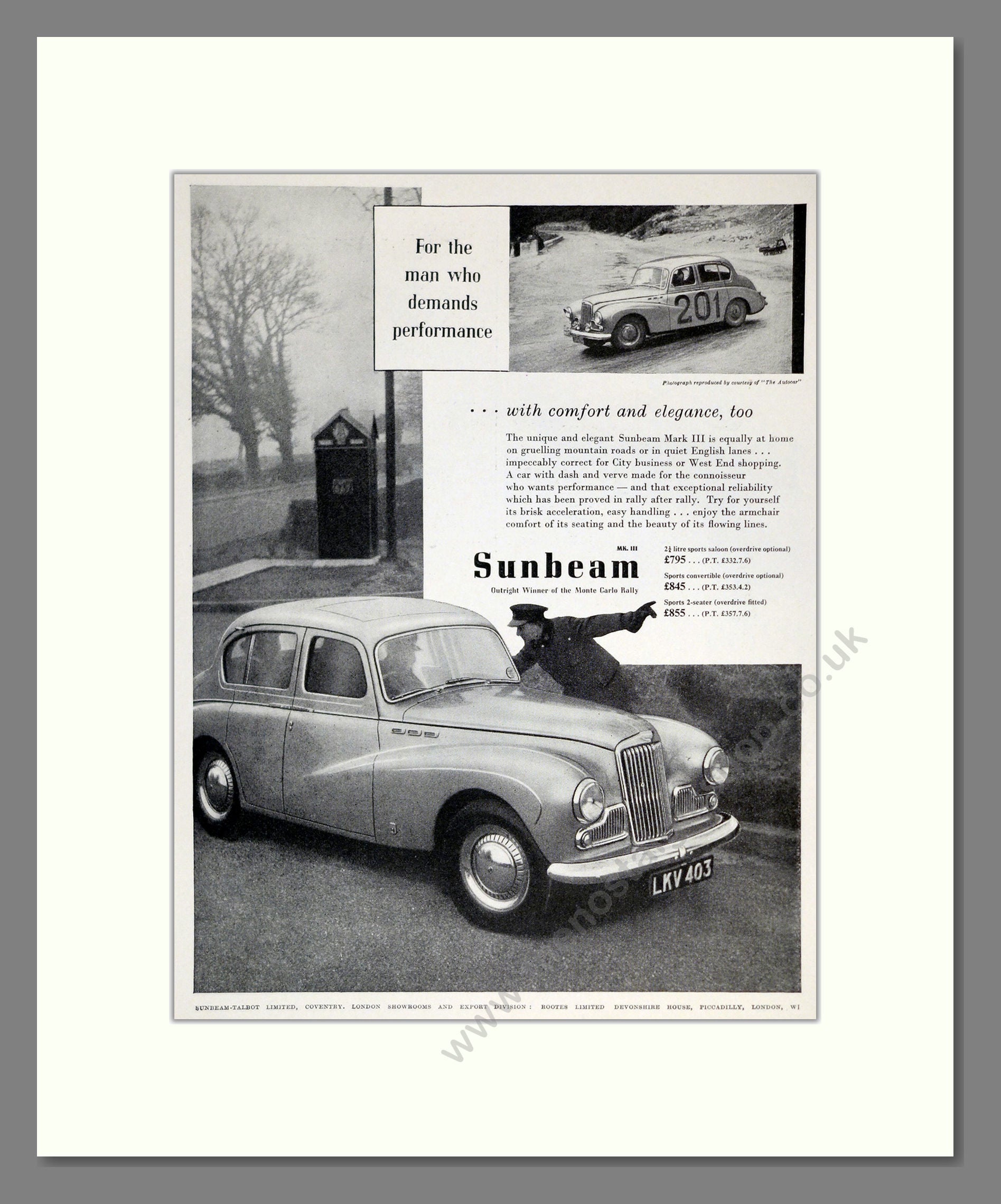 Sunbeam - MKIII. Vintage Advert 1955 (ref AD61927)