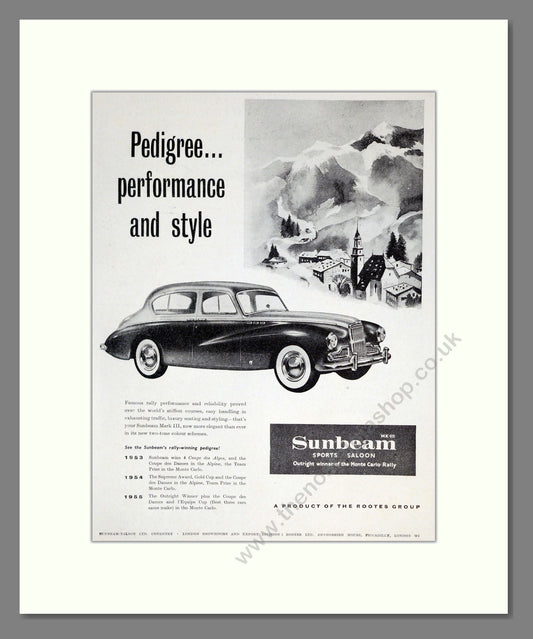 Sunbeam - MKIII Sports Saloon. Vintage Advert 1955 (ref AD61929)