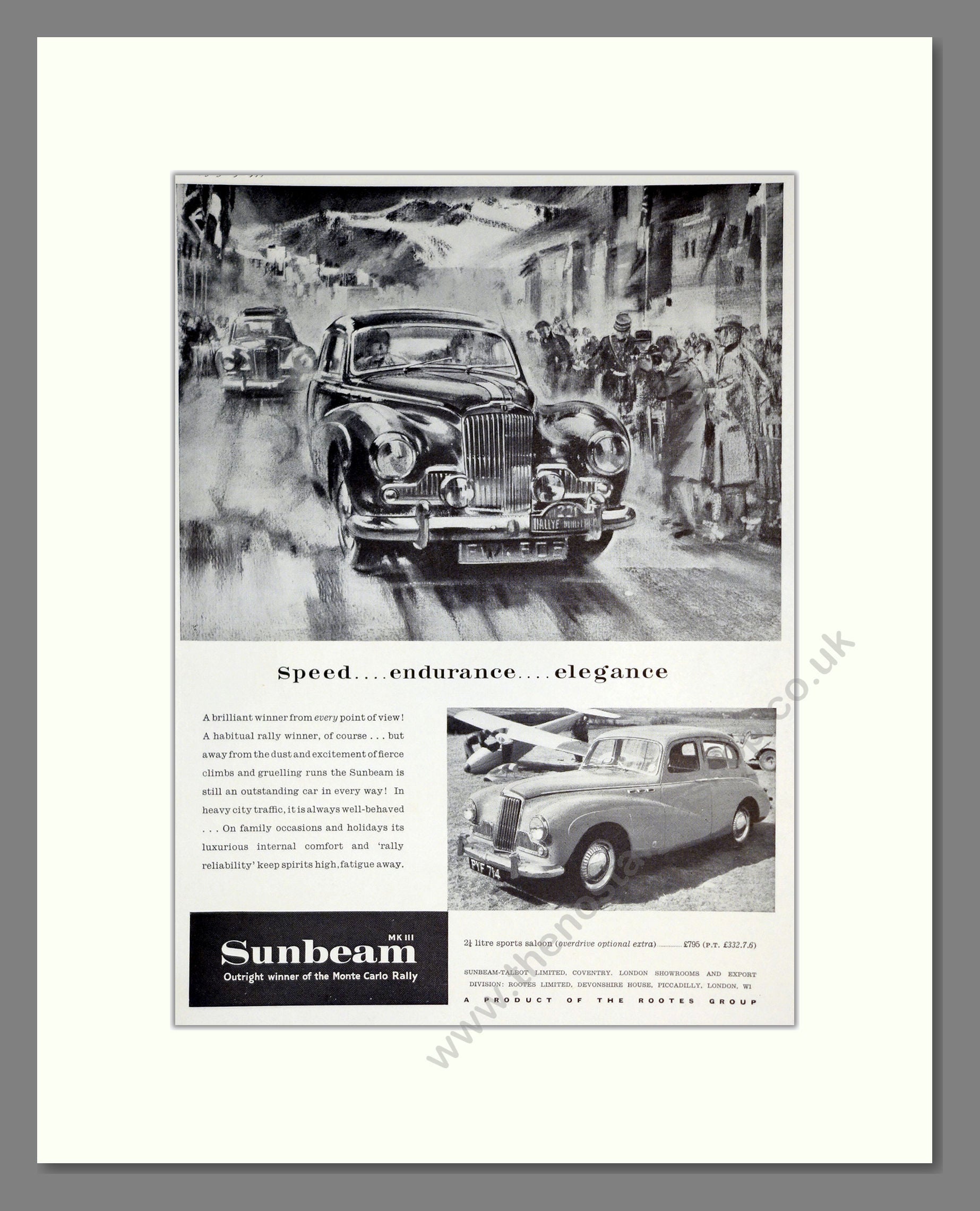 Sunbeam - MKIII Sports Saloon. Vintage Advert 1955 (ref AD61930)