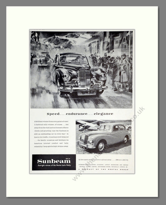 Sunbeam - MKIII Sports Saloon. Vintage Advert 1955 (ref AD61930)