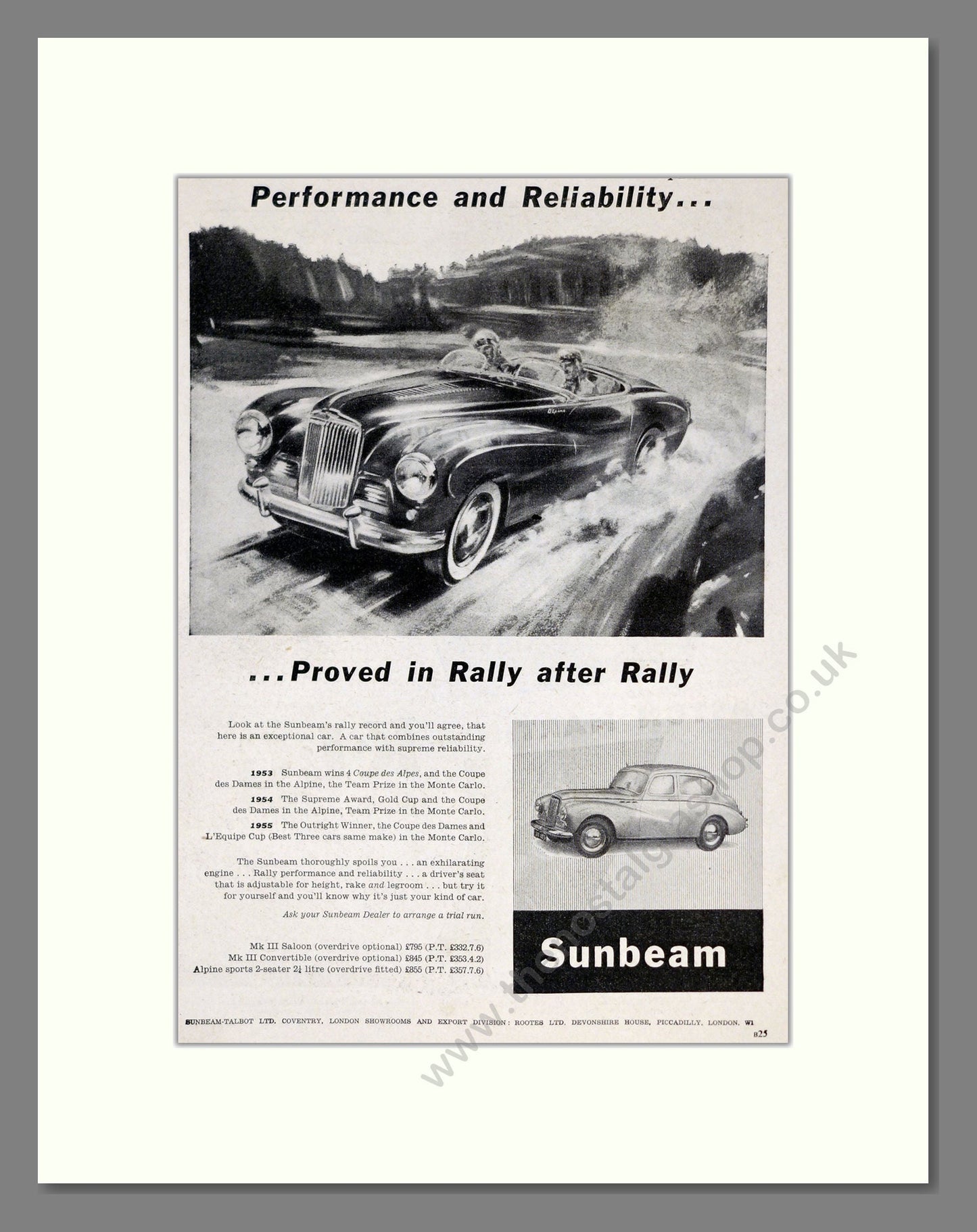 Sunbeam - MKIII. Vintage Advert 1955 (ref AD61931)