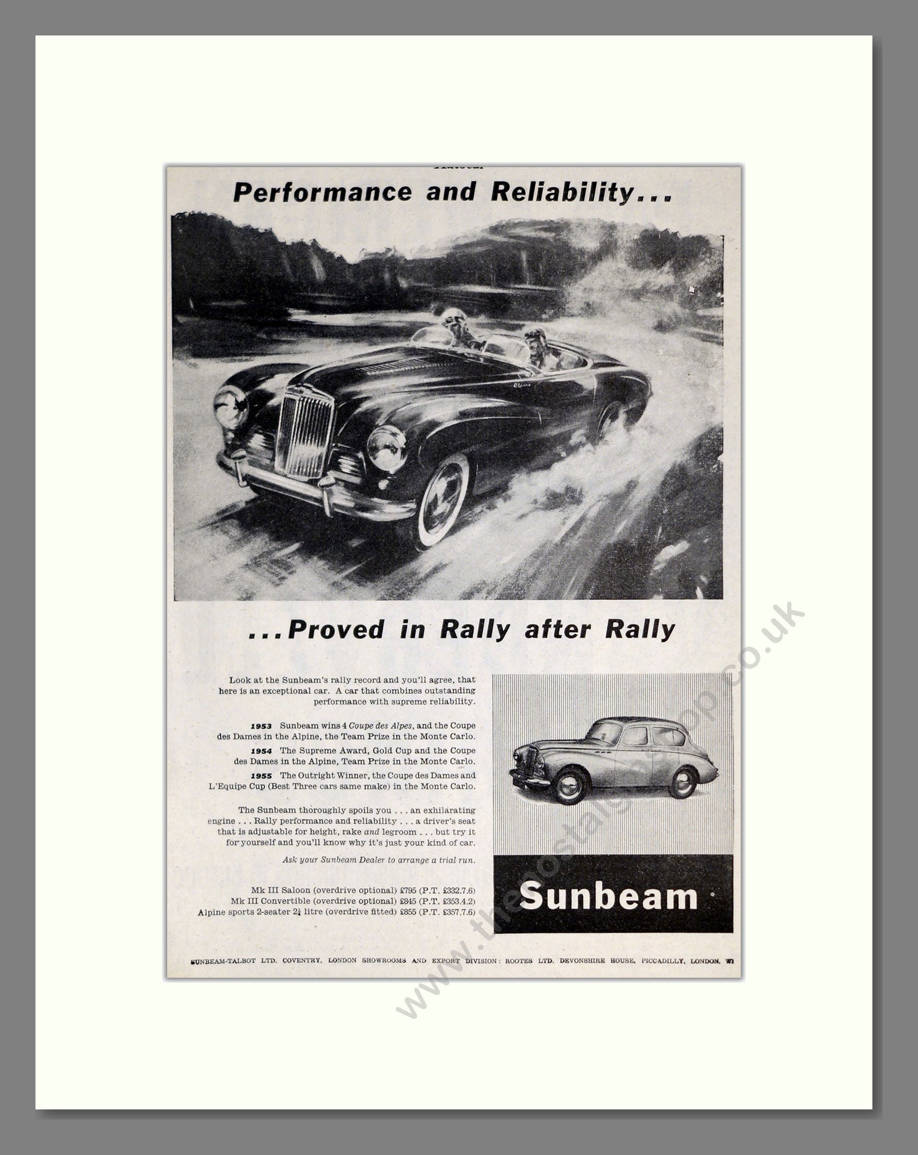 Sunbeam - MKIII. Vintage Advert 1955 (ref AD61936)