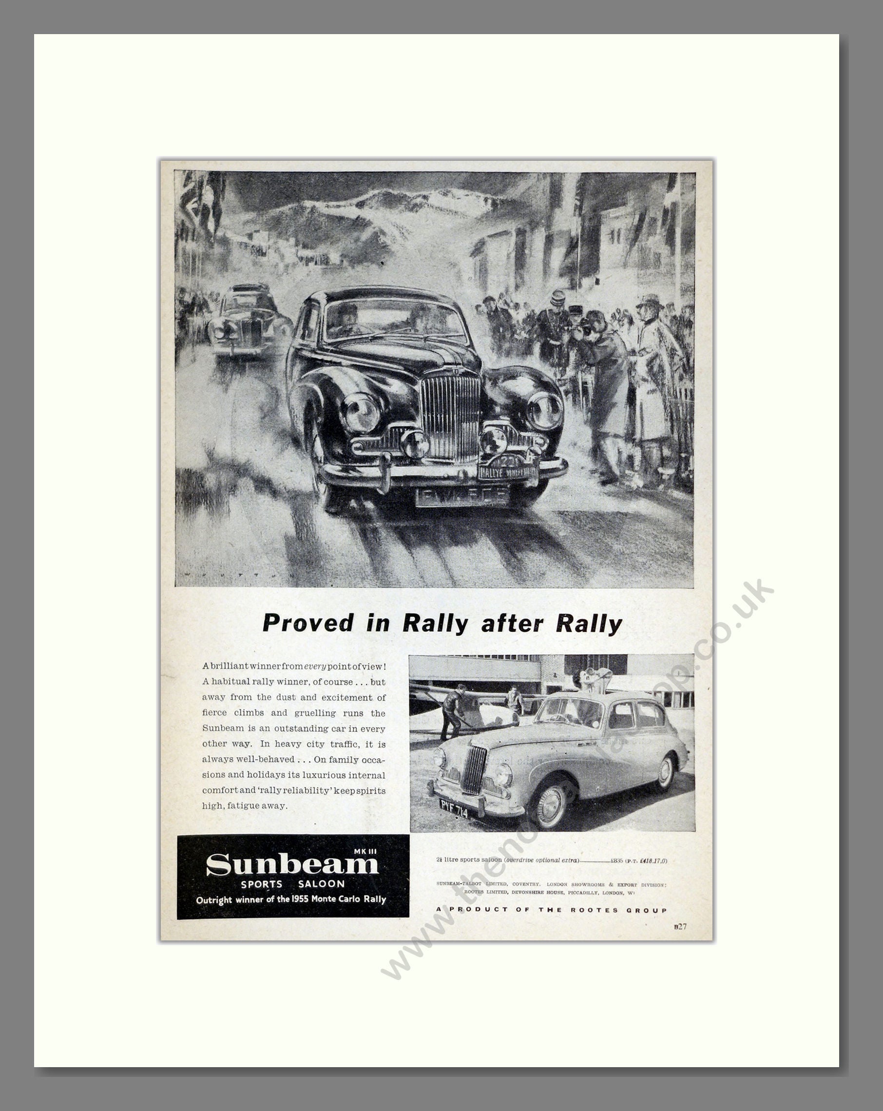 Sunbeam - MKIII. Vintage Advert 1956 (ref AD61937)