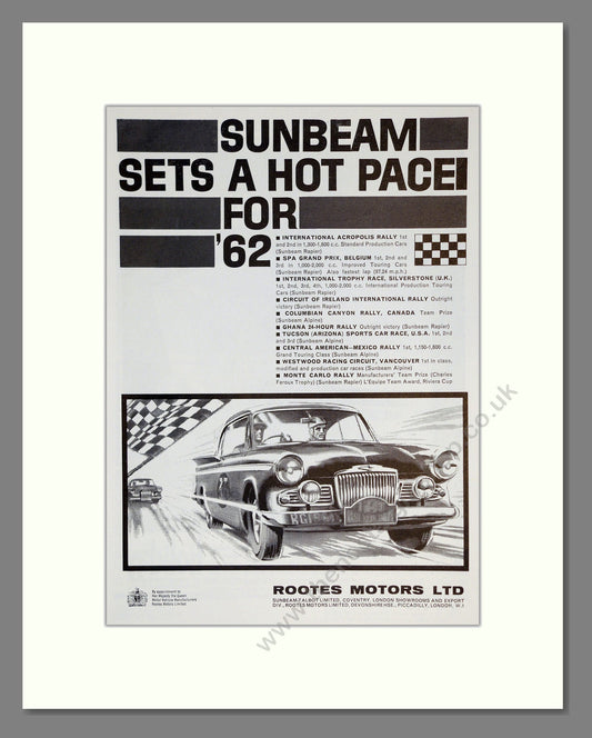 Sunbeam - Rally. Vintage Advert 1962 (ref AD61941)