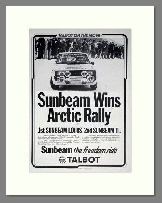 Sunbeam - Lotus. Vintage Advert 1980 (ref AD61948)