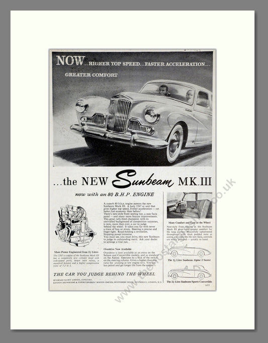 Sunbeam - MKIII. Vintage Advert 1954 (ref AD61951)
