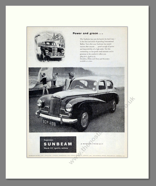 Sunbeam - MKIII Sports Saloon. Vintage Advert 1956 (ref AD61954)