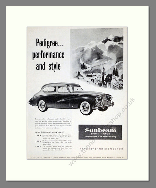 Sunbeam - MKIII Sports Saloon. Vintage Advert 1955 (ref AD61956)