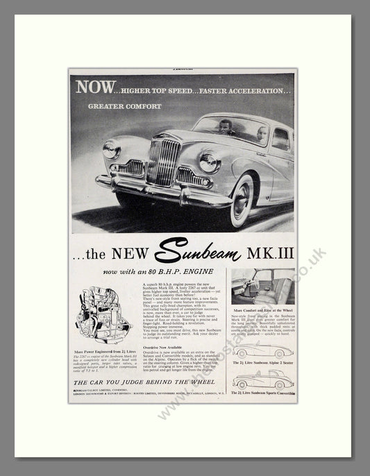 Sunbeam - MKIII. Vintage Advert 1954 (ref AD61958)