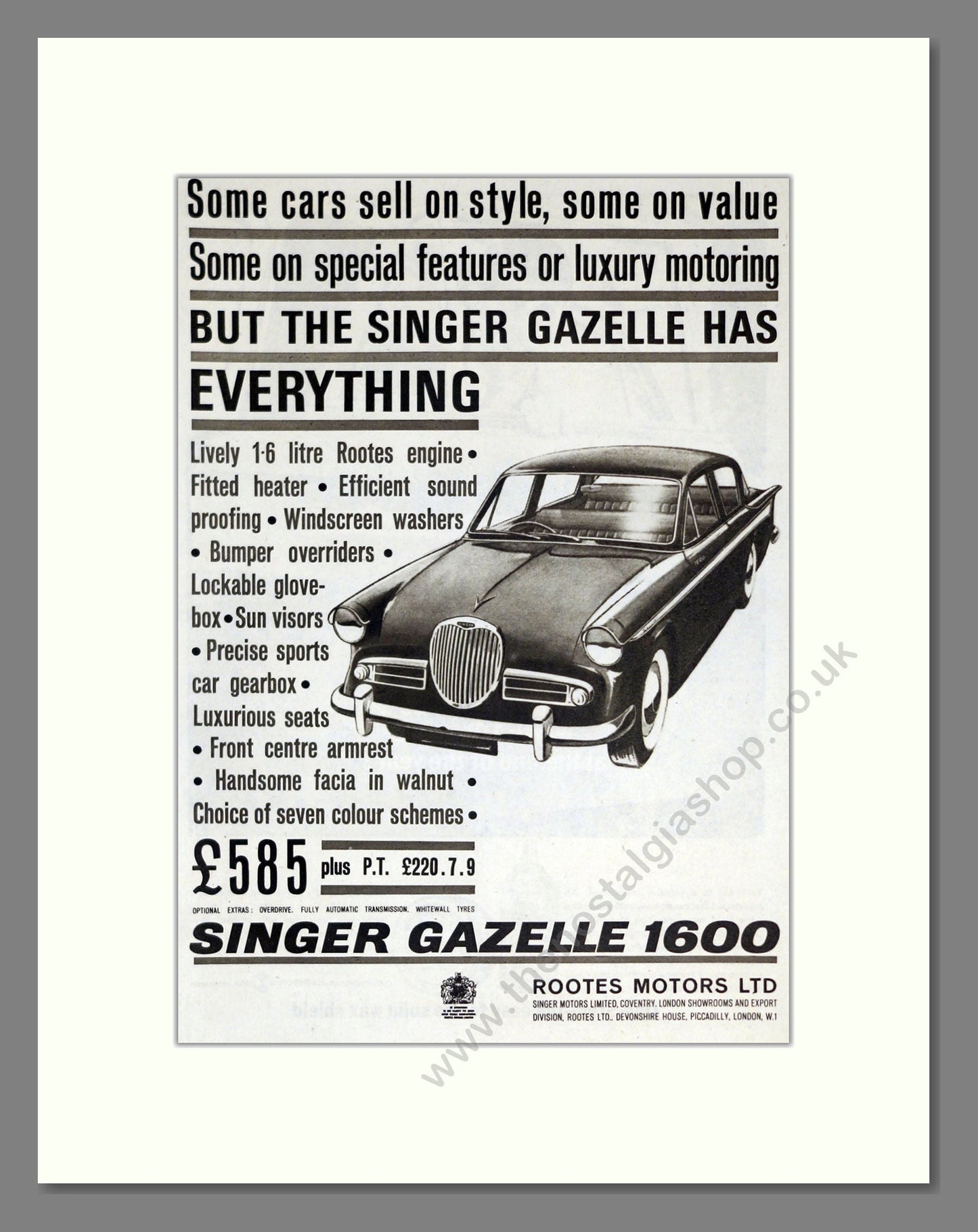Singer - Gazelle. Vintage Advert 1962 (ref AD61959)