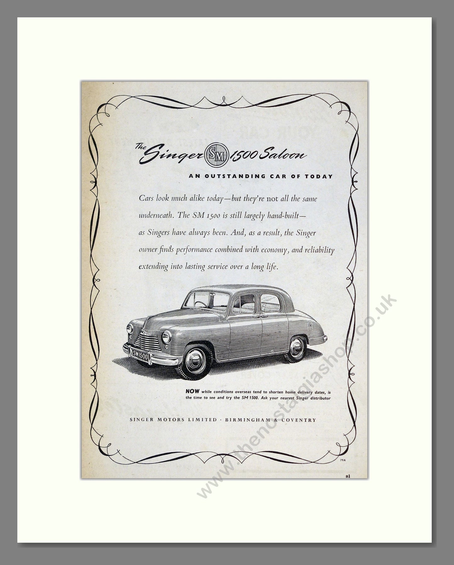 Singer - 1500. Vintage Advert 1952 (ref AD61968)
