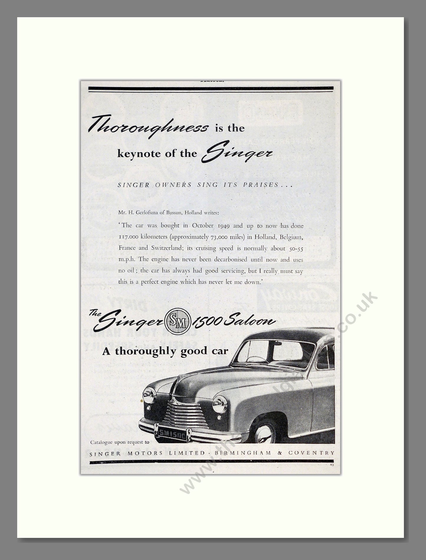 Singer - 1500. Vintage Advert 1953 (ref AD61969)