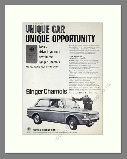Singer - Chamois. Vintage Advert 1965 (ref AD61978)