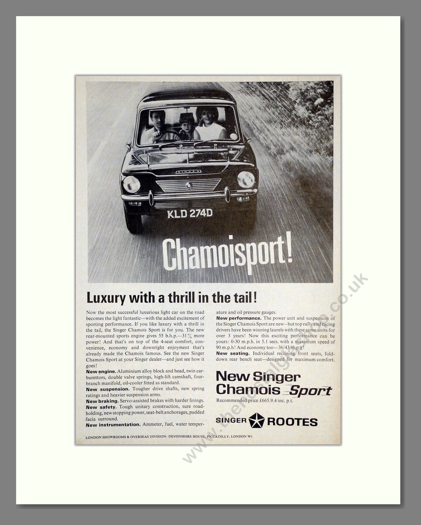 Singer - Chamois. Vintage Advert 1966 (ref AD61980)