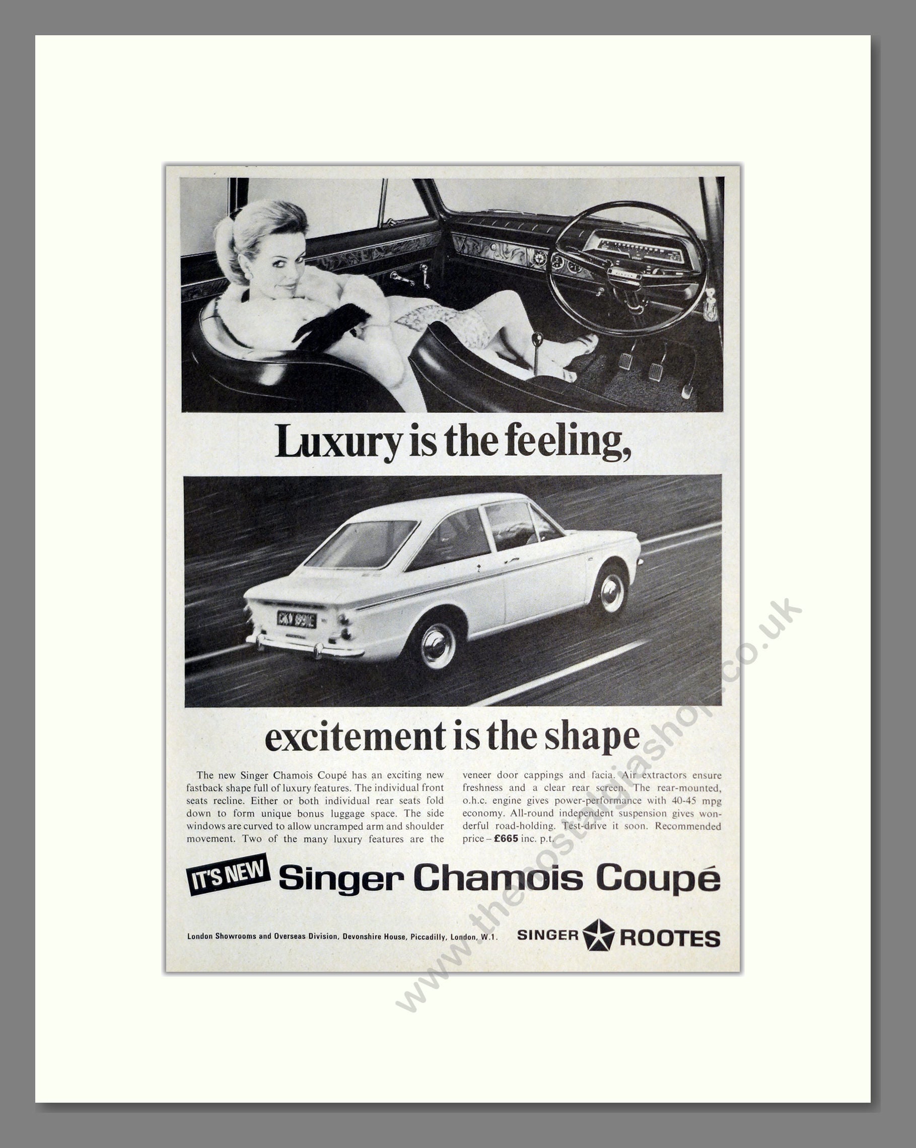 Singer - Chamois. Vintage Advert 1967 (ref AD61984)