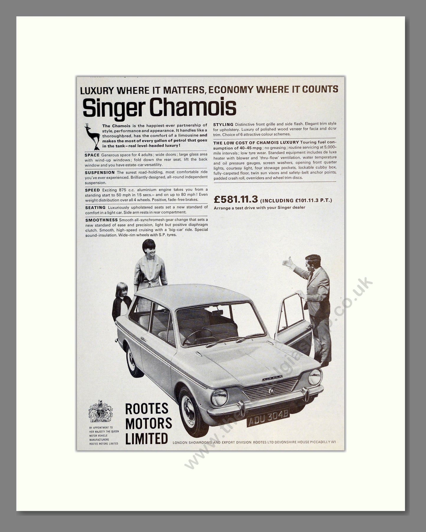 Singer - Chamois. Vintage Advert 1965 (ref AD61985)