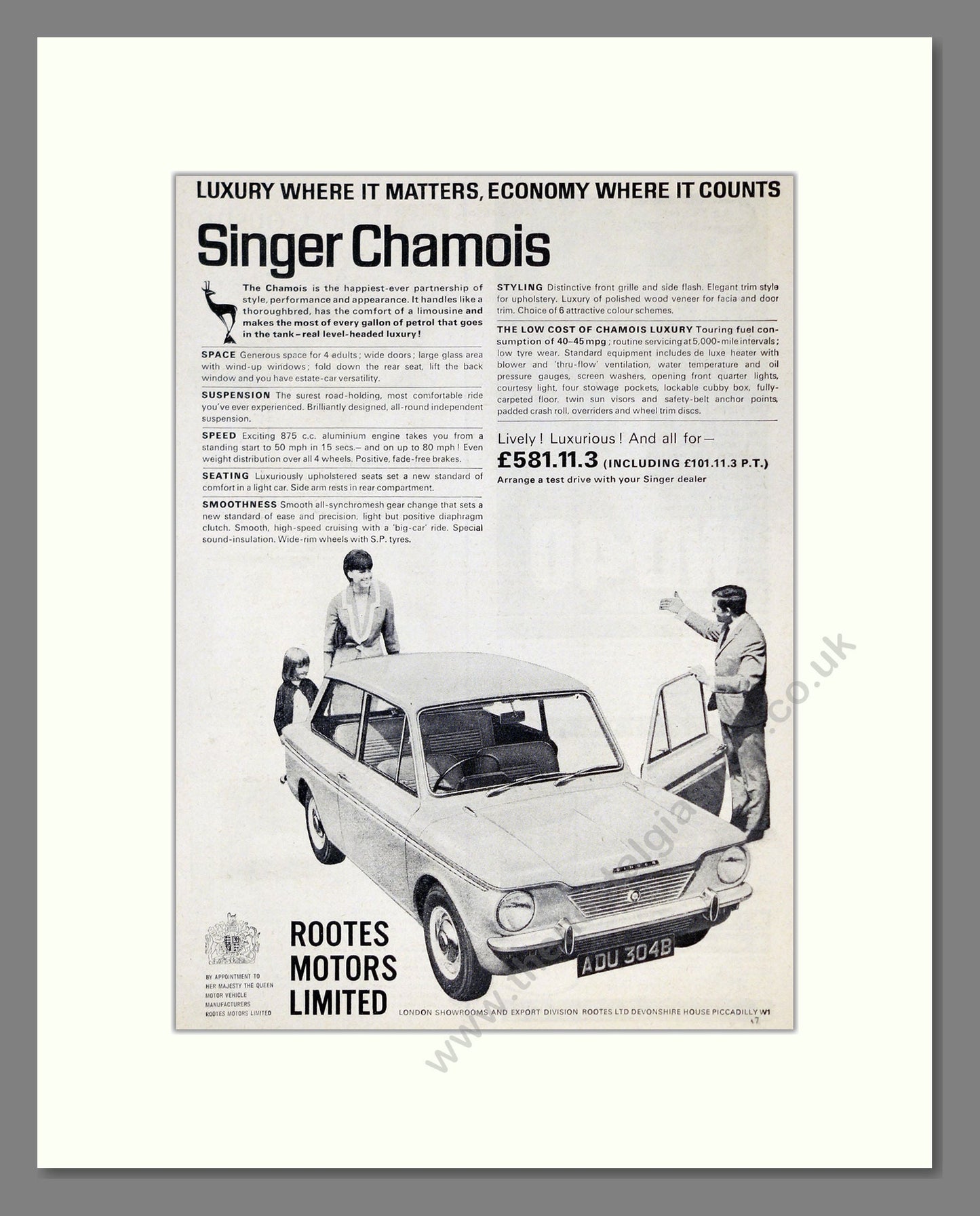 Singer - Chamois. Vintage Advert 1965 (ref AD61986)